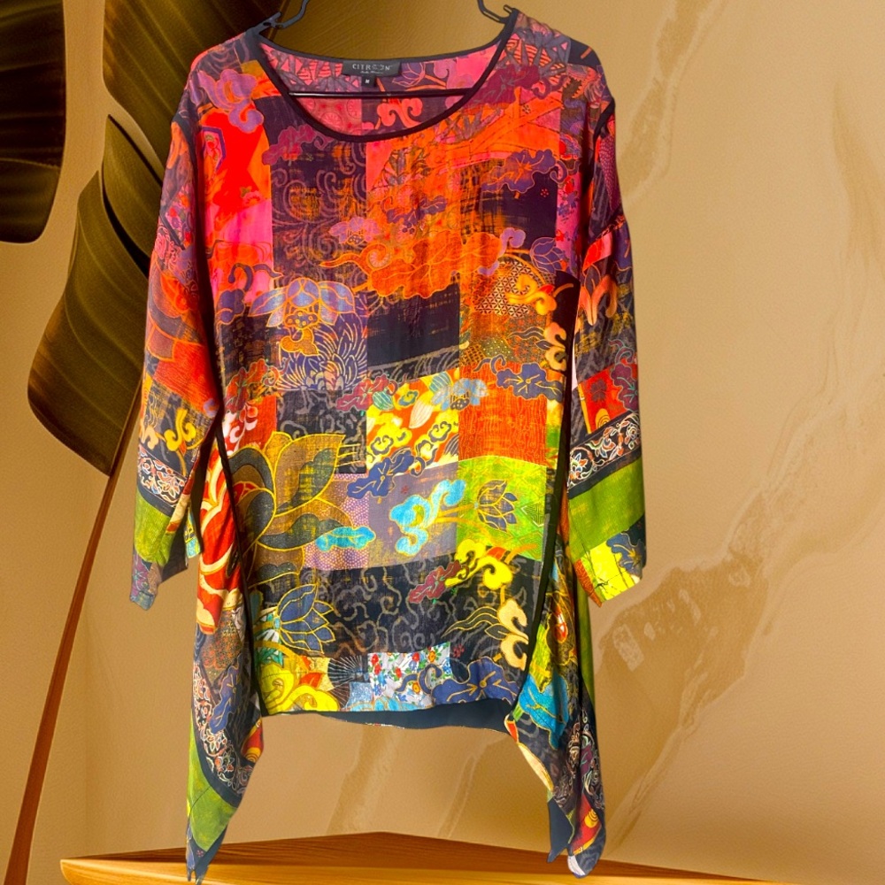 Citron Santa Monica Multicolor
Patchwork Asymmetrical Tunic Top M